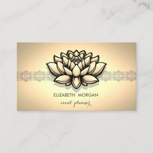 Tarjeta De Visita Elegante encaje de oro en estilo chic lotus