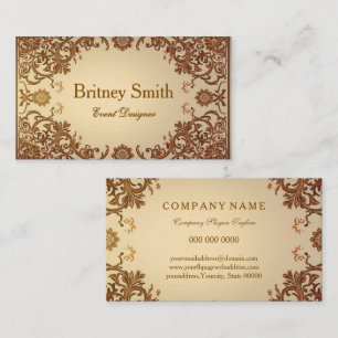 Tarjeta De Visita Elegante Encaje Dorado Art Nouveau