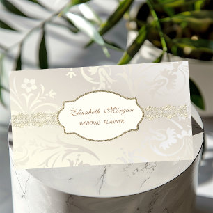 Tarjeta De Visita Elegante Encantador Chic ,Encaje Dorado