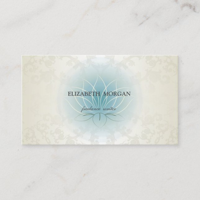 Tarjeta De Visita Elegante Encantador Lace Profesional Blue Lotus (Anverso)