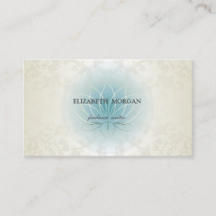 Tarjeta De Visita Elegante Encantador Profesional Encaje Loto Azul