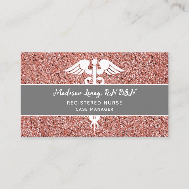 Tarjeta De Visita Elegante enfermera Rosa Oro Médico Rosa (Anverso)