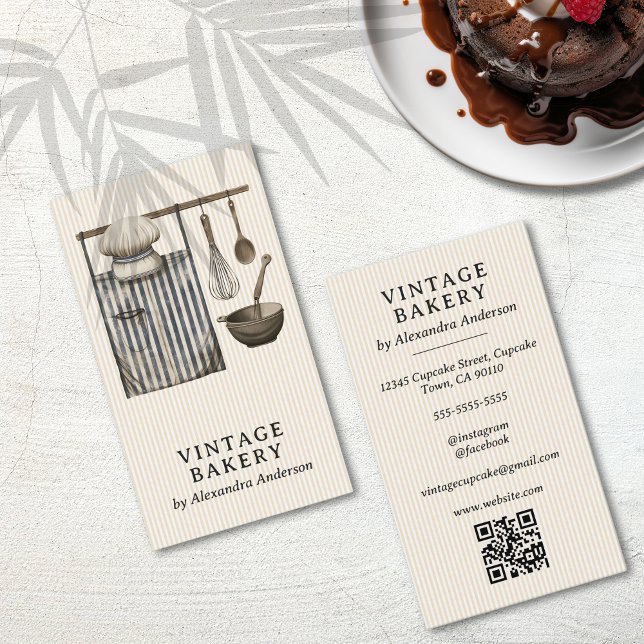 Tarjeta De Visita Elegante equipo de Chef Vintage (Elegant Vintage Chef's Equipment Business Card)