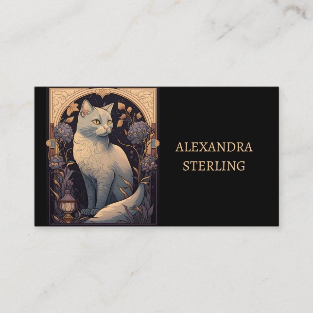 Tarjeta De Visita Elegante escala marfil-Art Nouveau personalizada (Anverso)