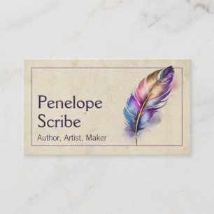 Tarjeta De Visita Elegante escritor y autor de plumas acuáticas