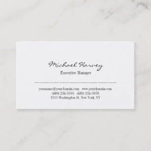 Tarjeta De Visita Elegante escritura a mano Clásica simple en blanco