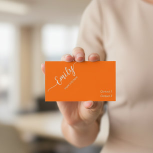 Tarjeta De Visita elegante escritura en naranja neón