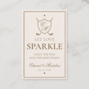 Tarjeta De Visita Elegante Escudo Monograma Boda de golf Sparkler Et