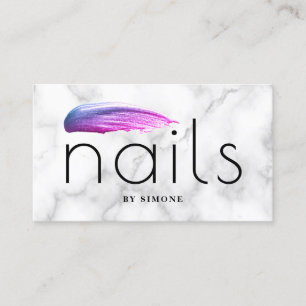 Tarjeta De Visita Elegante esmalte de uñas púrpura derrame mármol