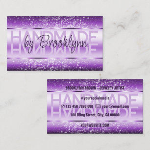 Tarjeta De Visita Elegante Esparkle Purpurina Lujoso Glam Oscuro Púr