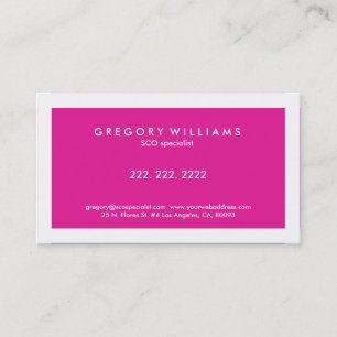 Tarjeta De Visita Elegante especialista moderno en blanco y rosado e