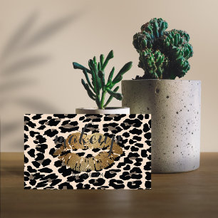 Tarjeta De Visita Elegante estampa de leopardo femenina moderna Labi