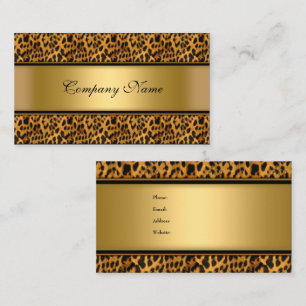 Tarjeta De Visita Elegante estampado animal leopardo dorado