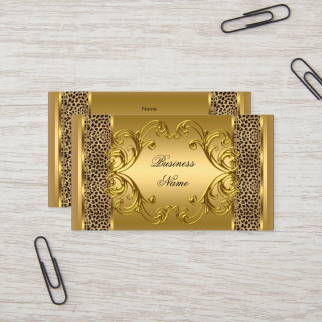 Tarjeta De Visita Elegante estampado de animales de Leopardo negro d (Anverso/Reverso In Situ)