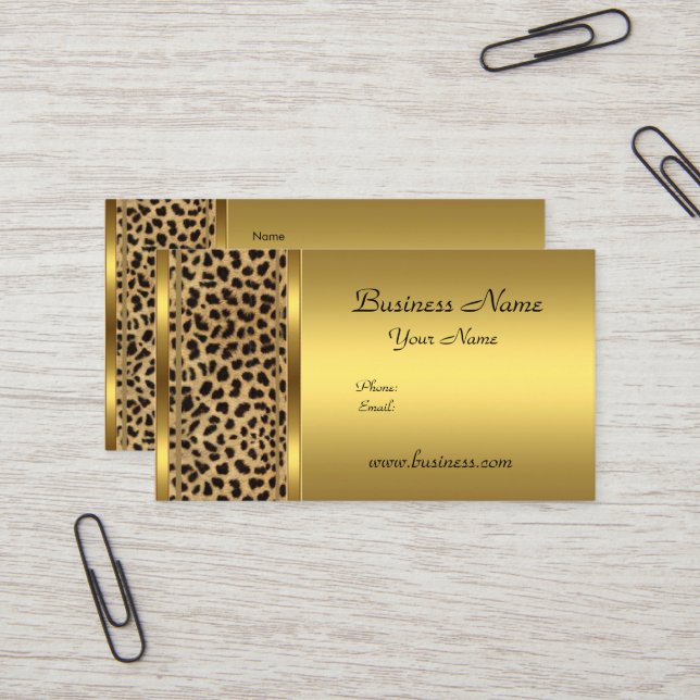 Tarjeta De Visita Elegante estampado de animales de Leopardo negro d (Anverso/Reverso In Situ)