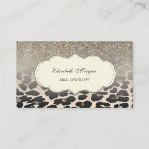 Tarjeta De Visita Elegante Estampado de Leopardo Moderno Brillo Ombr