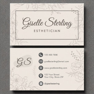 Tarjeta De Visita Elegante esteticista de marfil neutro