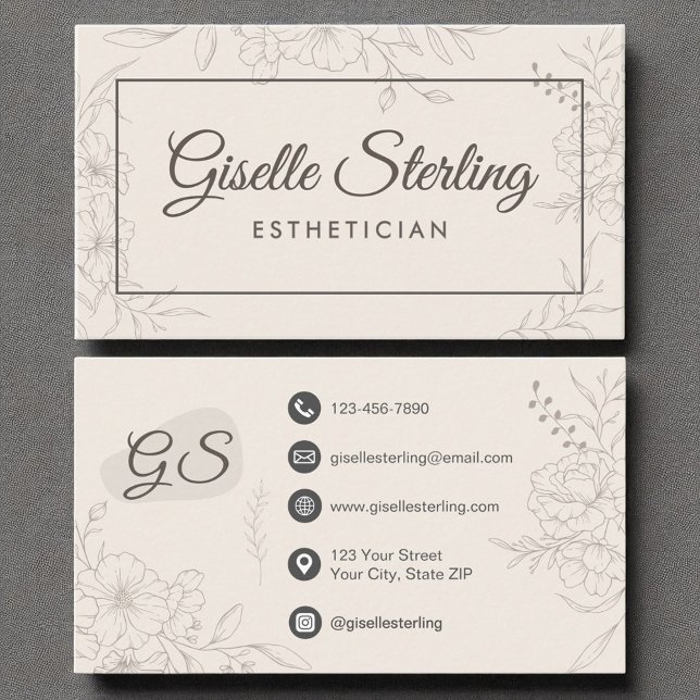 Tarjeta De Visita Elegante esteticista de marfil neutro (Subido por el creador)