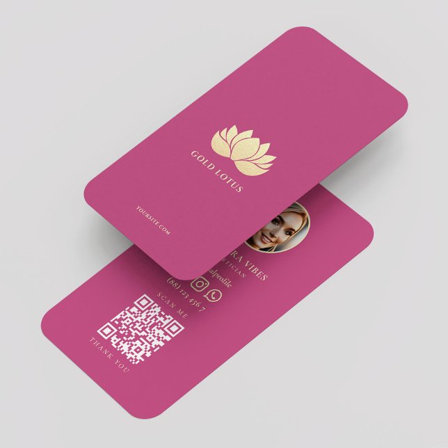 Tarjeta De Visita Elegante estético de oro rosa Lotus estético (Elegant Pink Gold Lotus Esthetician Aesthetic Business Card
)