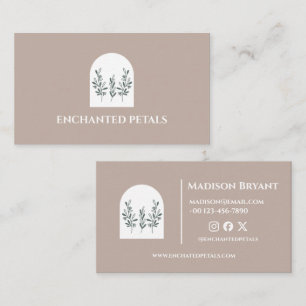 Tarjeta De Visita Elegante estético Floral Boho Leaf Color suave