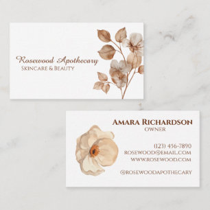 Tarjeta De Visita Elegante estético floral suave beige profesional