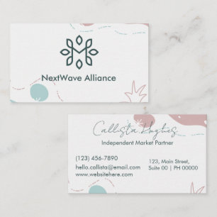 Tarjeta De Visita Elegante estético Professessant Blue Pink Boho Cle