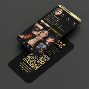 Tarjeta De Visita Elegante Estilista Belleza Instagram Falso Oro Neg