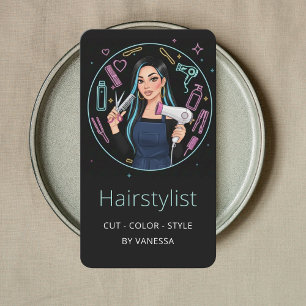 Tarjeta De Visita Elegante Estilista de Cabello Colorista Moderno