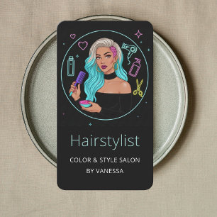 Tarjeta De Visita Elegante Estilista de Cabello Peluquero Colorista
