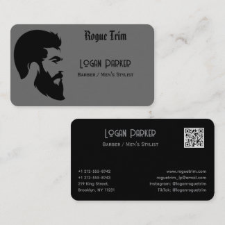 Tarjeta De Visita Elegante Estilista de Hombres Barbero Minimalista