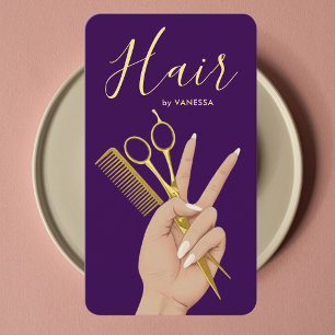 Tarjeta De Visita Elegante Estilista de Pelo Peluquero Salón de Bell