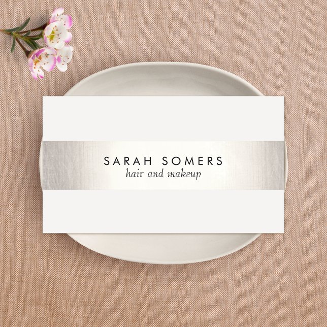 Tarjeta De Visita Elegante estilizado blanco moderno FAUX plateado a (Subido por el creador)