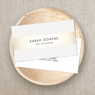 Tarjeta De Visita Elegante estilizado blanco moderno rayado de oro