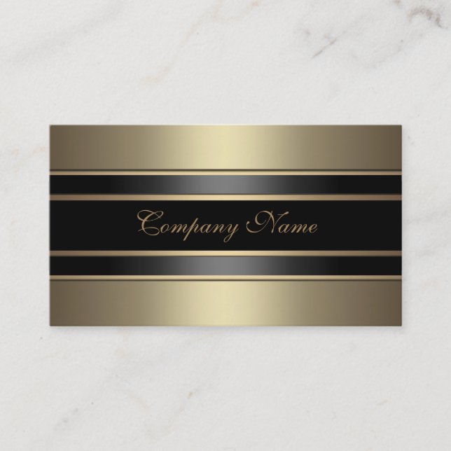 Tarjeta De Visita Elegante estilo beige Metalizado luce bronce negro (Anverso)