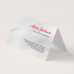 Tarjeta De Visita Elegante estilo contemporáneo Gris Rojo