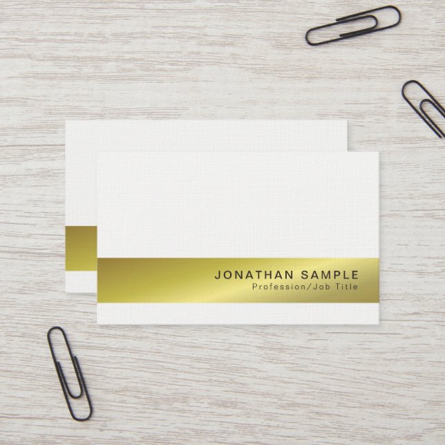 Tarjeta De Visita Elegante estilo creativo Gold Look Premium Linen L (Anverso/Reverso In Situ)