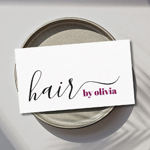 Tarjeta De Visita Elegante estilo de cabello blanco negro simple