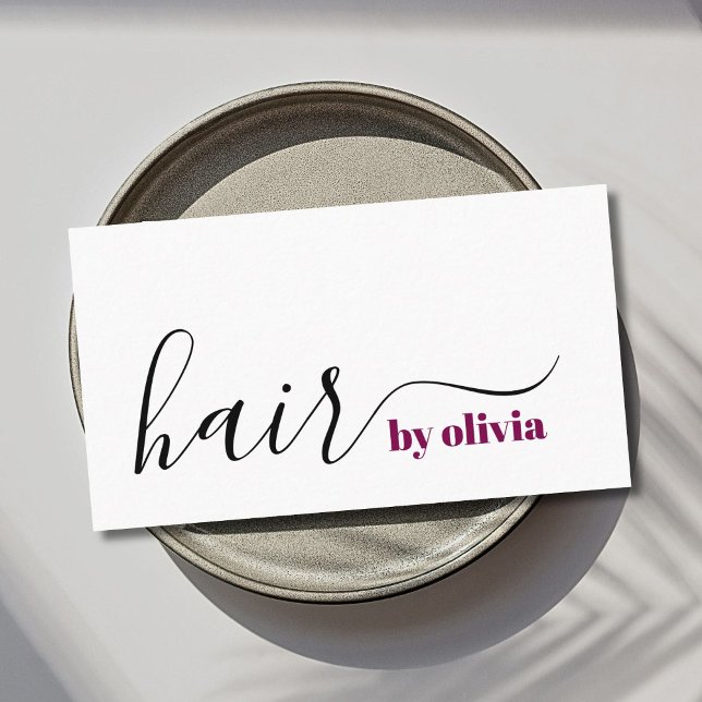 Tarjeta De Visita Elegante estilo de cabello blanco negro simple (Subido por el creador)