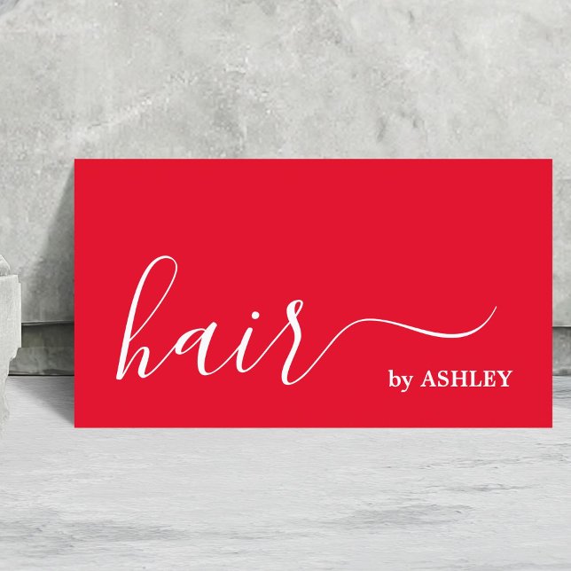 Tarjeta De Visita Elegante estilo de cabello blanco rojo simple (Subido por el creador)
