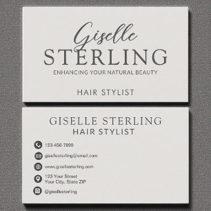 Tarjeta De Visita Elegante Estilo De Cabello De Lujo Guión Moderno