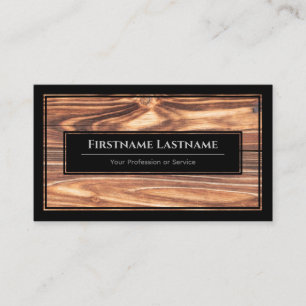 Tarjeta De Visita Elegante estilo de madera con marco de madera negr