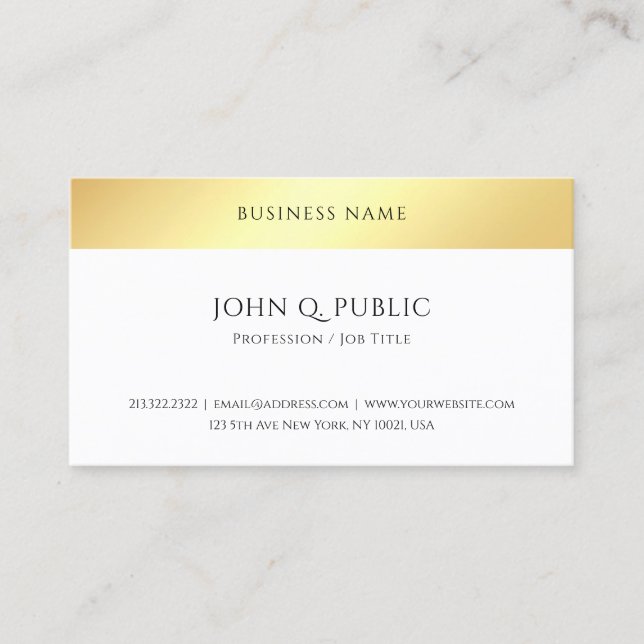 Tarjeta De Visita Elegante estilo dorado plantilla de diseño simple  (Anverso)