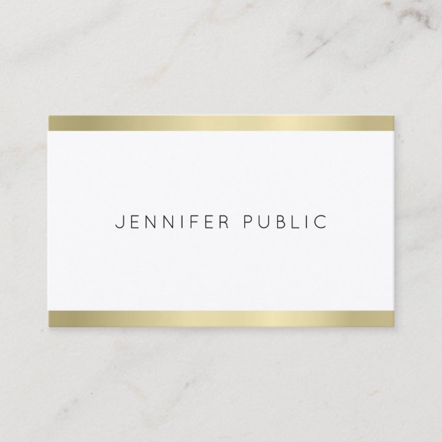 Tarjeta De Visita Elegante estilo Gold Simple Diseño Profesional (Anverso)