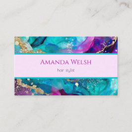 Tarjeta De Visita Elegante estilo lujoso color púrpura rosa verde az