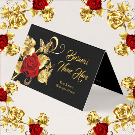 Tarjeta De Visita Elegante estilo mariposa rosa rojo rosa negro oro