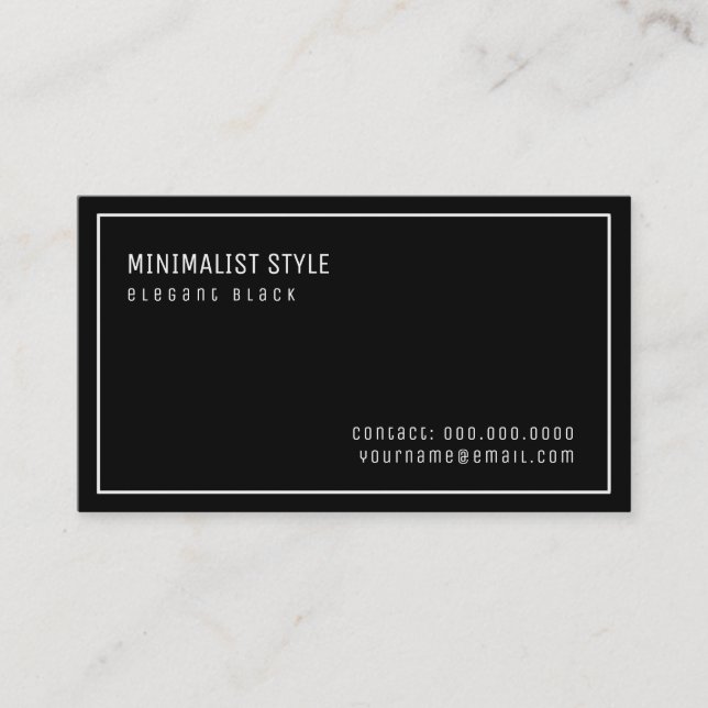 Tarjeta De Visita elegante estilo minimalista negro (Anverso)