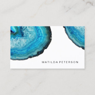 Tarjeta De Visita Elegante estilo moderno agate azul piedra geodési