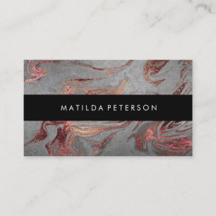 Tarjeta De Visita Elegante estilo moderno de mármol gris rosa de cob