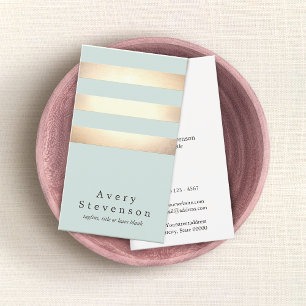 Tarjeta De Visita Elegante estilo moderno de rayas doradas y azules