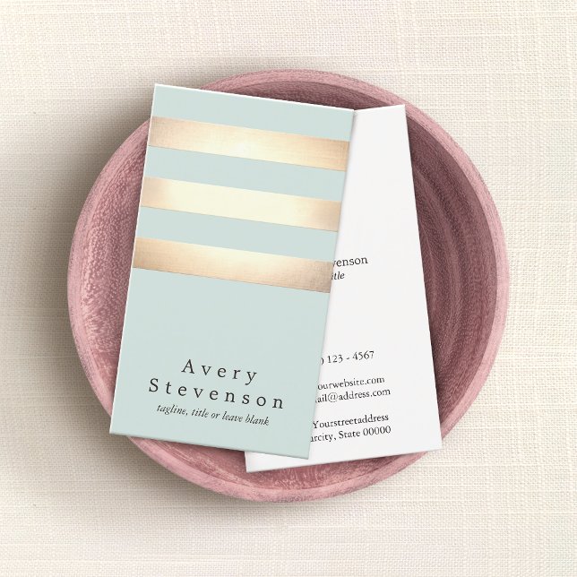 Tarjeta De Visita Elegante estilo moderno de rayas doradas y azules (Subido por el creador)